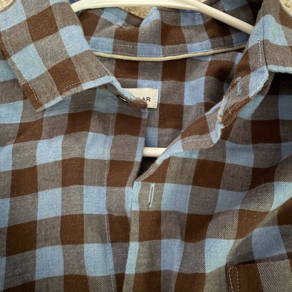 Peter Millar Brown and Light Blue Check Long-Sleeve Button-Down Shirt - Picture 5 of 6